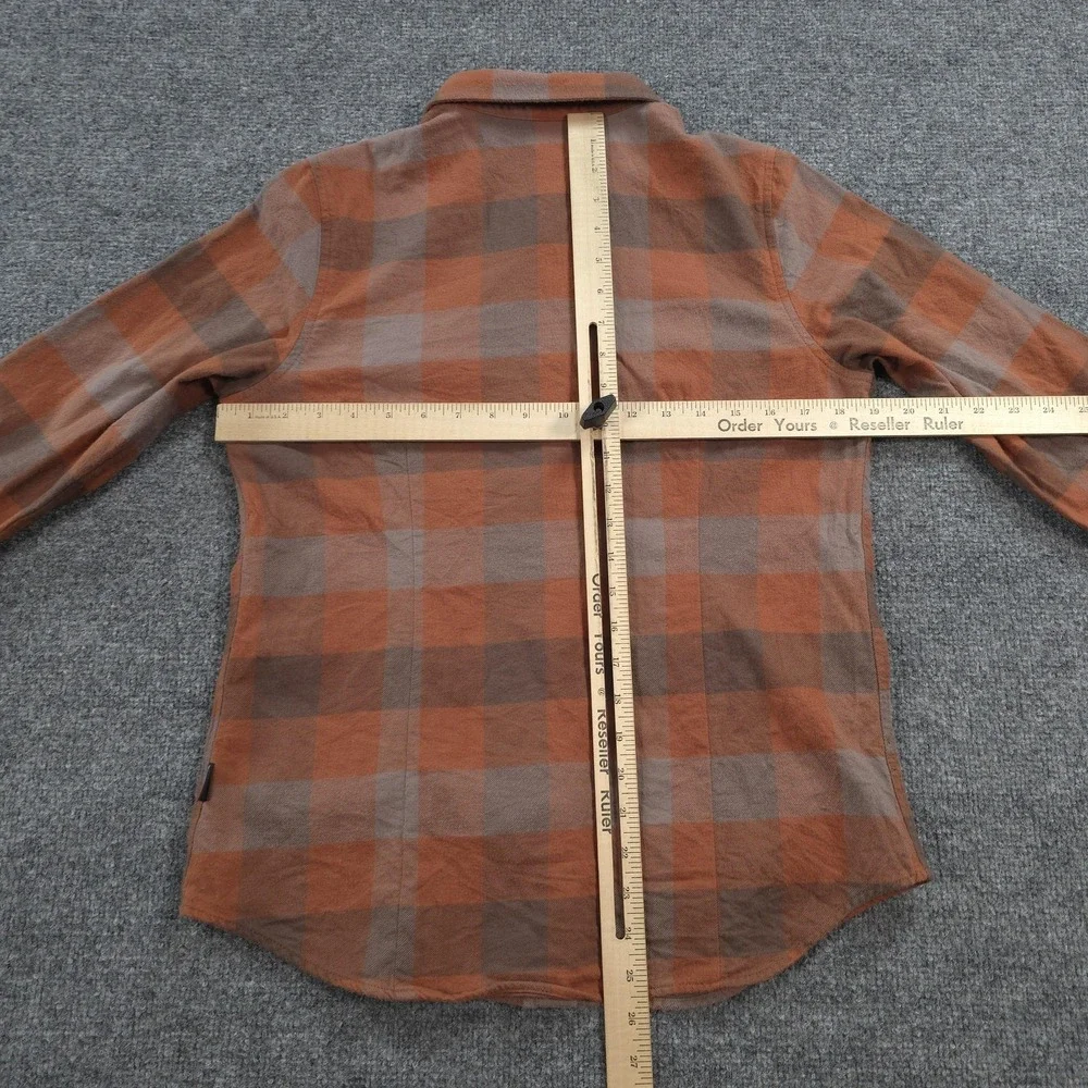 Patagonia Shirt Womens S Orange Plaid Midweight Fjord Flannel Organic Hiking
